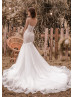 Cap Sleeve Ivory Beaded Lace Tulle Wedding Dress With Nude Lining